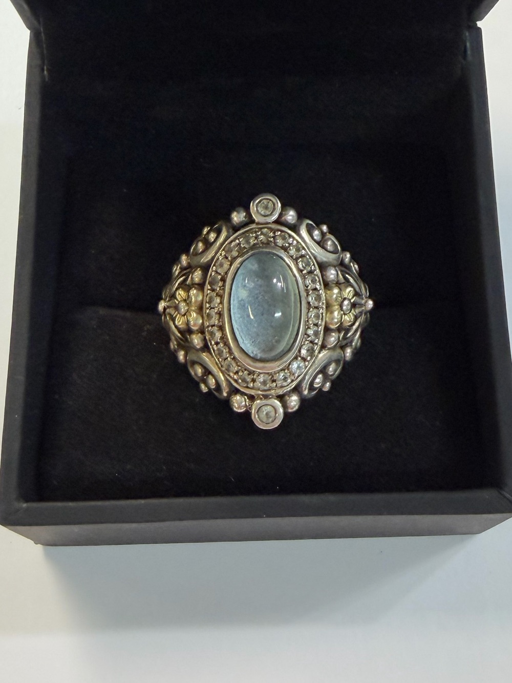 Barbara Bixby 18k & Sterling Silver Shangra-la Blue & White Sapphire Ring Sz 11